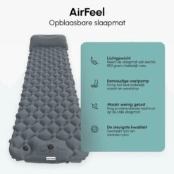 AirFeel Opblaasbaar Slaapmatje - Ingebouwde Pomp En Kussen - Lichtgewicht - 196 X 60 X 6cm - Gray -Buitenkampeer Winkel 1200x1200 241