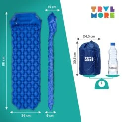 TRVLMORE Slaapmat - Zelfopblazend - 1 Persoons - Ingebouwde Pomp En Kussen - Blauw -Buitenkampeer Winkel 1200x1200 269