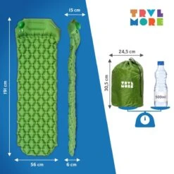 TRVLMORE Slaapmat - Zelfopblazend - 1 Persoons - Ingebouwde Pomp En Kussen - Groen -Buitenkampeer Winkel 1200x1200 281