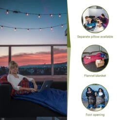 Skandika Dundee Flannel-L Slaapzak – Mummmieslaapzakken – Slaapzakken Volwassen - Maat M – Unisex - Katoen, Luxe Kwaliteit, Dubbele Slaapzak, 3 Seizoenen, Tot -20°C - 220 X 80 Cm - Outdoor Kampeerslaapzak – Ritssluiting Links - Zwart/blauw -Buitenkampeer Winkel 1200x1200 338