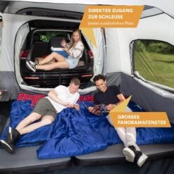 Skandika Pitea XL CROSS Tent – Koepeltenten - Autotent – Campingtent Voor SUV, Caddy, Auto, CUV - Voor Max. 4 Personen – Vrijstaand – Met/zonder Slaapcabine – Max. Stahoogte 230 Cm – 3000mm Waterkolom - 475 X 290 X 230 Cm (LxBxH) – Kamperen - Grijs -Buitenkampeer Winkel 1200x1200 38