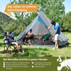 Skandika Tipii II Tent – Tipi-tenten – Teepee – 8 Persoons Campingtent – Muggengaas – 250 Cm Stahoogte – Uitneembare Tentvloer – 3000 Mm Waterkolom – Indische Tent, Partytent, Festivaltent – Outdoor, Camping, Tuin – Kamperen – Grijs/turquoise -Buitenkampeer Winkel 1200x1200 44