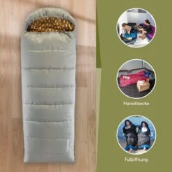 Skandika Dundee Flannel-R Slaapzak – Slaapzakken – Slaapzakken Volwassen - Maat M – Unisex - Katoen, Luxe Kwaliteit, Dubbele Slaapzak, 3 Seizoenen, Tot -20°C - 220 X 80 Cm - Outdoor Kampeerslaapzak – Ritssluiting Rechts - Grijs/geel -Buitenkampeer Winkel 1200x1200 474