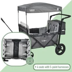 FableKids LEO X4Plus Opvouwbare Wagen Met Dak Fossil Grey -Buitenkampeer Winkel 1200x1200 620