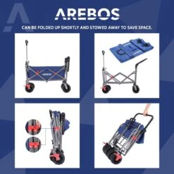AREBOS Handkar | Transportwagen | Apparatuurwagen | Opvouwbaar | Duwstang| Blauw -Buitenkampeer Winkel 1200x1200 624