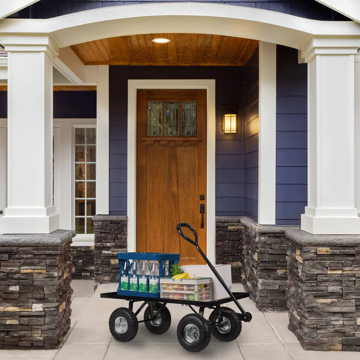 Relaxdays Bolderkar Tuin - Platte Tuinwagen - Luchtbanden - 200 Kg - Transportkar - Staal 6 Relaxdays Bolderkar Tuin - Platte Tuinwagen - Luchtbanden - 200 Kg - Transportkar - Staal - Afbeelding 6