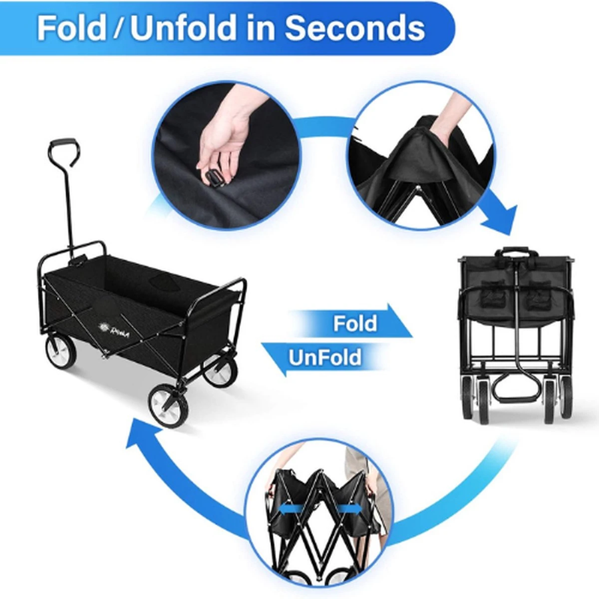 Rijoka Opvouwbare Bolderkar/Bolderwagen | Zwart 6 Rijoka Opvouwbare Bolderkar/Bolderwagen | Zwart - Afbeelding 6