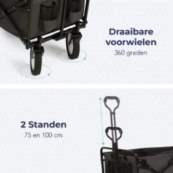 LifeGoods Bolderkar - Opvouwbaar - Draaibare Wielen - 2 Standen - 70KG Draagkracht - Grijs -Buitenkampeer Winkel 1200x1200 656