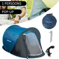 Dunlop Pop Up Tent 220 X 120 X 90 Cm - Grijs/ Blauw - 1 Persoons 14 Dunlop Pop Up Tent 220 X 120 X 90 Cm - Grijs/ Blauw - 1 Persoons -Buitenkampeer Winkel 1200x1200 66