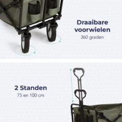 LifeGoods Bolderkar - Opvouwbaar - Draaibare Wielen - 2 Standen - 70KG Draagkracht - Groen 12 LifeGoods Bolderkar - Opvouwbaar - Draaibare Wielen - 2 Standen - 70KG Draagkracht - Groen -Buitenkampeer Winkel 1200x1200 668