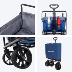 LifeGoods Bolderkar - Opvouwbaar - Tot 120KG - 103L - Extra Draagtas En Duwstang - Wasbaar Polyester - 98x45cm - Blauw/Grijs -Buitenkampeer Winkel 1200x1200 681