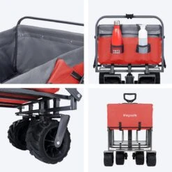 LifeGoods Bolderkar - Opvouwbaar - Tot 80KG - 94L - Wasbaar Polyester - 98x45cm - Rood/Grijs -Buitenkampeer Winkel 1200x1200 695