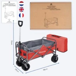 LifeGoods Bolderkar - Opvouwbaar - Tot 80KG - 94L - Wasbaar Polyester - 98x45cm - Rood/Grijs -Buitenkampeer Winkel 1200x1200 698