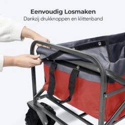 LifeGoods Bolderkar - Opvouwbaar - Tot 80KG - 94L - Wasbaar Polyester - 98x45cm - Rood/Grijs -Buitenkampeer Winkel 1200x1200 700