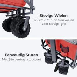 LifeGoods Bolderkar - Opvouwbaar - Tot 80KG - 94L - Wasbaar Polyester - 98x45cm - Rood/Grijs -Buitenkampeer Winkel 1200x1200 701