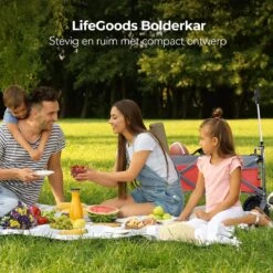 LifeGoods Bolderkar - Opvouwbaar - Tot 80KG - 94L - Wasbaar Polyester - 98x45cm - Rood/Grijs -Buitenkampeer Winkel 1200x1200 702