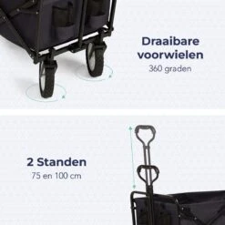 LifeGoods Bolderkar - Opvouwbaar - Draaibare Wielen - 2 Standen - 70KG Draagkracht - Zwart 12 LifeGoods Bolderkar - Opvouwbaar - Draaibare Wielen - 2 Standen - 70KG Draagkracht - Zwart -Buitenkampeer Winkel 1200x1200 706