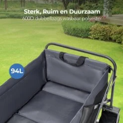 LifeGoods Bolderkar - Opvouwbaar - Tot 80KG - 94L - Wasbaar Polyester - 98x45cm - Zwart/Grijs -Buitenkampeer Winkel 1200x1200 716