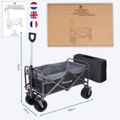 LifeGoods Bolderkar - Opvouwbaar - Tot 80KG - 94L - Wasbaar Polyester - 98x45cm - Zwart/Grijs -Buitenkampeer Winkel 1200x1200 718