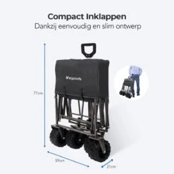 LifeGoods Bolderkar - Opvouwbaar - Tot 80KG - 94L - Wasbaar Polyester - 98x45cm - Zwart/Grijs -Buitenkampeer Winkel 1200x1200 719