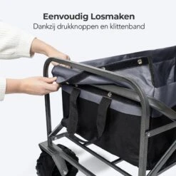 LifeGoods Bolderkar - Opvouwbaar - Tot 80KG - 94L - Wasbaar Polyester - 98x45cm - Zwart/Grijs -Buitenkampeer Winkel 1200x1200 720