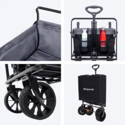 LifeGoods Bolderkar - Opvouwbaar - Tot 120KG - 103L - Extra Draagtas En Duwstang - Wasbaar Polyester - 98x45cm - Zwart/Grijs -Buitenkampeer Winkel 1200x1200 762