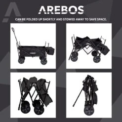 AREBOS Handwagen Vouwbare Dak Handwagen Vouwbare Trolley Uitrustingswagen Zwart -Buitenkampeer Winkel 1200x1200 776