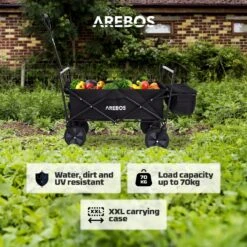 AREBOS Handwagen Vouwbare Dak Handwagen Vouwbare Trolley Uitrustingswagen Zwart -Buitenkampeer Winkel 1200x1200 779