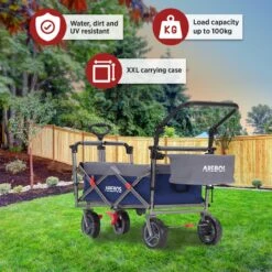 AREBOS Premium Steekwagen Met Dak Opvouwbare Tuinkar Handkar Bolderkar Blauw / Grijs 14 AREBOS Premium Steekwagen Met Dak Opvouwbare Tuinkar Handkar Bolderkar Blauw / Grijs -Buitenkampeer Winkel 1200x1200 800