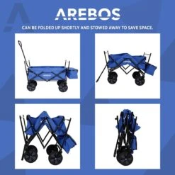 AREBOS Handwagen Vouwbare Dak Handwagen Vouwbare Trolley Uitrustingswagen Blauw -Buitenkampeer Winkel 1200x1200 820