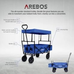 AREBOS Handwagen Vouwbare Dak Handwagen Vouwbare Trolley Uitrustingswagen Blauw -Buitenkampeer Winkel 1200x1200 821