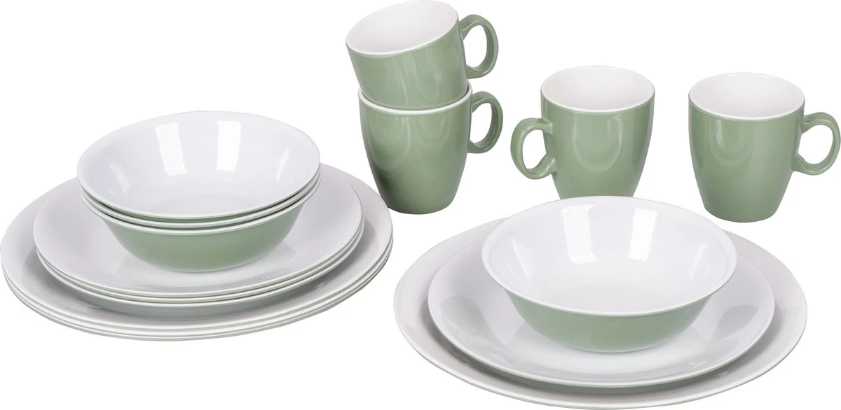 Bo-Camp Servies - Campingbord - 100% Melamine - 16-delig - Groen 1 Bo-Camp Servies - Campingbord - 100% Melamine - 16-delig - Groen