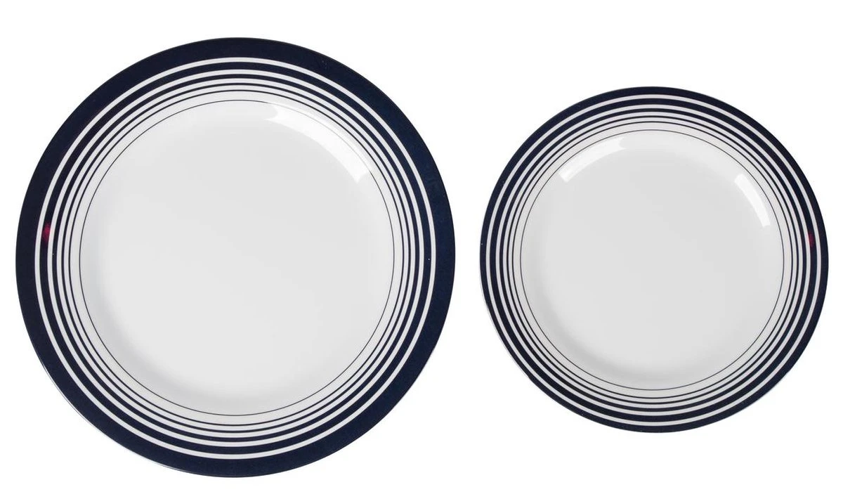 Bo-Camp - Servies - Classic - 16-Delig - Wit/Navy 5 Bo-Camp - Servies - Classic - 16-Delig - Wit/Navy - Afbeelding 5