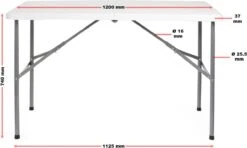 Toboli Klaptafel 120x60x74cm Campingtafel Wit; Bijzettafel, Inklapbare Tafel - Multistrobe -Buitenkampeer Winkel 1200x721 2