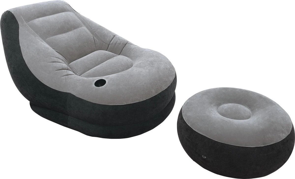 Intex Lounge Stoel - Ultra Lounge - Opblaasbaar - Grijs/zwart 3 Intex Lounge Stoel - Ultra Lounge - Opblaasbaar - Grijs/zwart - Afbeelding 3