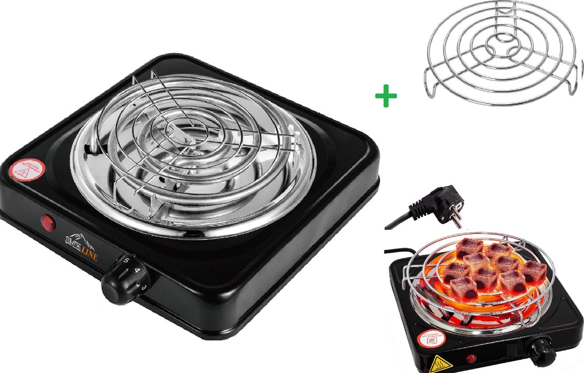 SMH LINE® Elektrische Kolenbrander - 1 Pit - 1000W - Incl. Rooster 1 SMH LINE® Elektrische Kolenbrander - 1 Pit - 1000W - Incl. Rooster