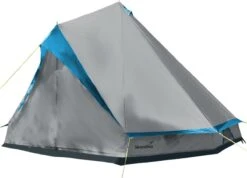 Skandika Tipii II Tent – Tipi-tenten – Teepee – 8 Persoons Campingtent – Muggengaas – 250 Cm Stahoogte – Uitneembare Tentvloer – 3000 Mm Waterkolom – Indische Tent, Partytent, Festivaltent – Outdoor, Camping, Tuin – Kamperen – Grijs/turquoise
