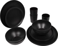 Bo-Camp Industrial - Servies - Orville - Campingbord - 16-delig - Mat Zwart -Buitenkampeer Winkel 1200x938 7