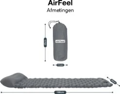 AirFeel Opblaasbaar Slaapmatje - Ingebouwde Pomp En Kussen - Lichtgewicht - 196 X 60 X 6cm - Gray -Buitenkampeer Winkel 1200x939