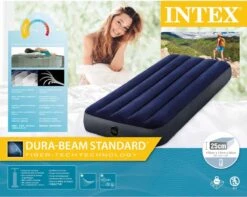 Intex Luchtbedset Intex Luchtbed - 1-Persoons - 76 X 191 X 25 Cm - Blauw + Intex Elektrische Pomp - 650 Liter/min + Hoeslaken Wit + Reparatieset -Buitenkampeer Winkel 1200x955 2