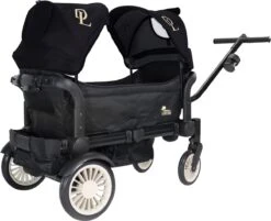 Deryan Luxe Sandy Bolderkar - Duo Buggy - Tandem Buggy - Opvouwbaar - Inklapbare Bolderwagen - Duo Kinderwagen - Zwart -Buitenkampeer Winkel 1200x976