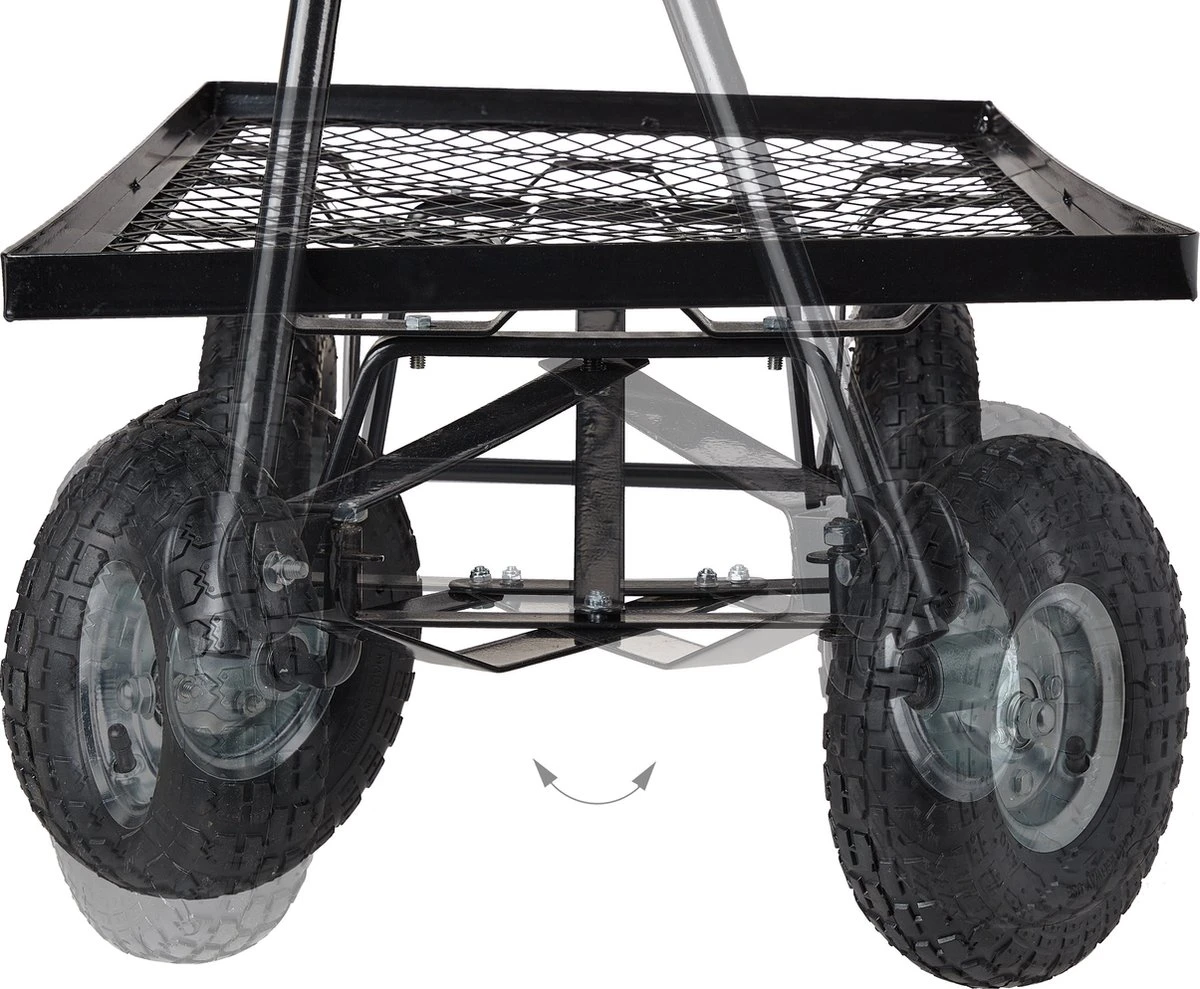 Relaxdays Bolderkar Tuin - Platte Tuinwagen - Luchtbanden - 200 Kg - Transportkar - Staal 8 Relaxdays Bolderkar Tuin - Platte Tuinwagen - Luchtbanden - 200 Kg - Transportkar - Staal - Afbeelding 8