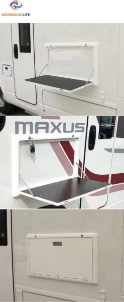 Merkloos NormadicLife® - Outdoor – Opklapbare Tafel - Eettafel – Tafel Voor Buitenkeuken - Caravan – Camper – Picknicktafel - Ingebouwd Ledlicht – Wit -Buitenkampeer Winkel 496x1200 1