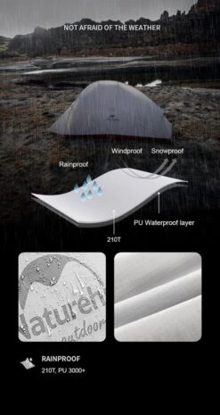 Cloud Up 1 Upgraded - Naturehike® - 1 Persoons Tent - Lichtgewicht Tent - Incl. Grondzeil - 210T 3000mm - Outdoor - Waterdicht - Hiking & Wandelen -Buitenkampeer Winkel 637x1200