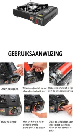 Camping Kooktoestel - Draagbaar Gasfornuis - Incl. 4x Gasflessen En Koffer -Buitenkampeer Winkel 660x1200 7