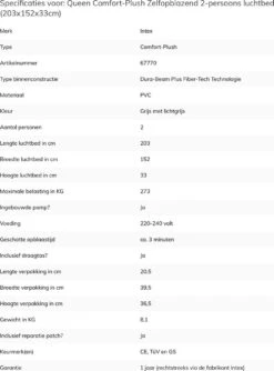 Intex Comfort-plush Full Luchtbed - 2-persoons - 203x152x33 Cm -Buitenkampeer Winkel 888x1200