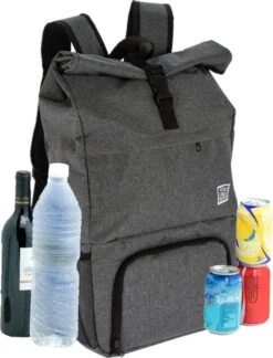 Merkloos Rugtas/rugzak Grijs - 30 X 12 X 60 Cm - 20 Liter - Met Koel Voorvakje - Koelrugzak